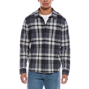 Vince Mens Plaid Knit Shirt Jacket, Blue